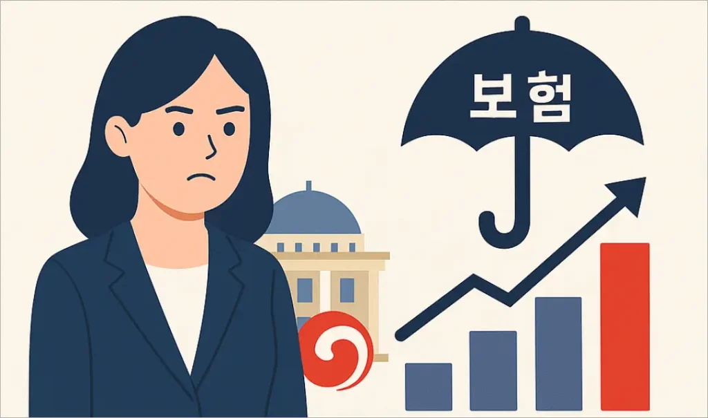 보험 그래프와 정부 담당자 모습을한 이미지